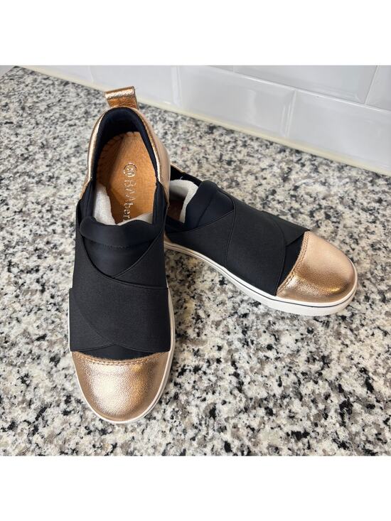 Bernie Mev Shoes - Bernie Mev Bronze/Black Stretch Slip-On Sneakers – Size 6 (flawed)